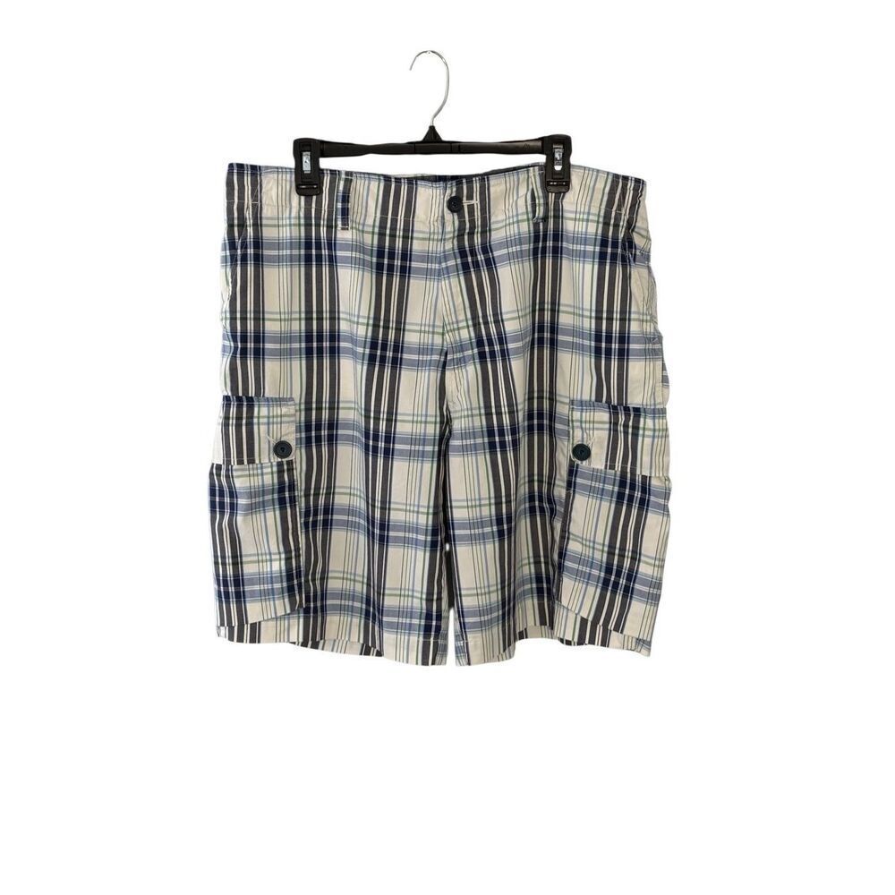 Lacoste blue and white plaid cargo shorts - 48